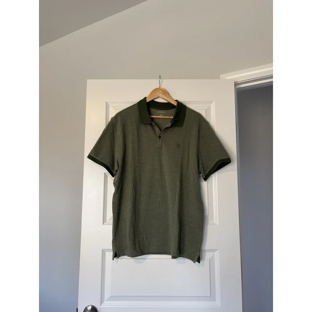 Banana Republic Men's Golf Polo Shirt Green 100% Organic Cotton Size Large NWOT